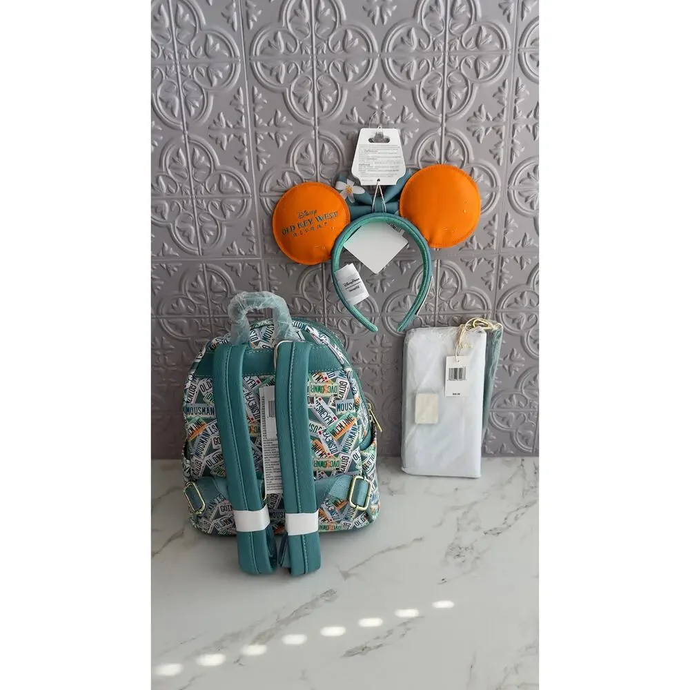 Disney Old Key West Resort Loungefly Mini Backpack Scented Ears & Wallet Set NWT
